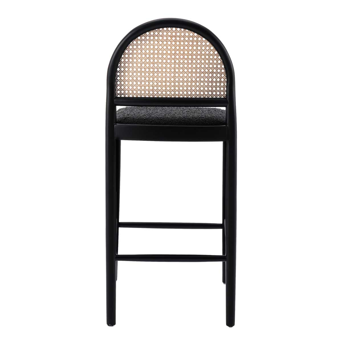 Capri Rattan Boucle Arch Bar Stool - Modern Woven Counter Height Stool for Kitchen Island, Breakfast Nook & Home Bar Decor