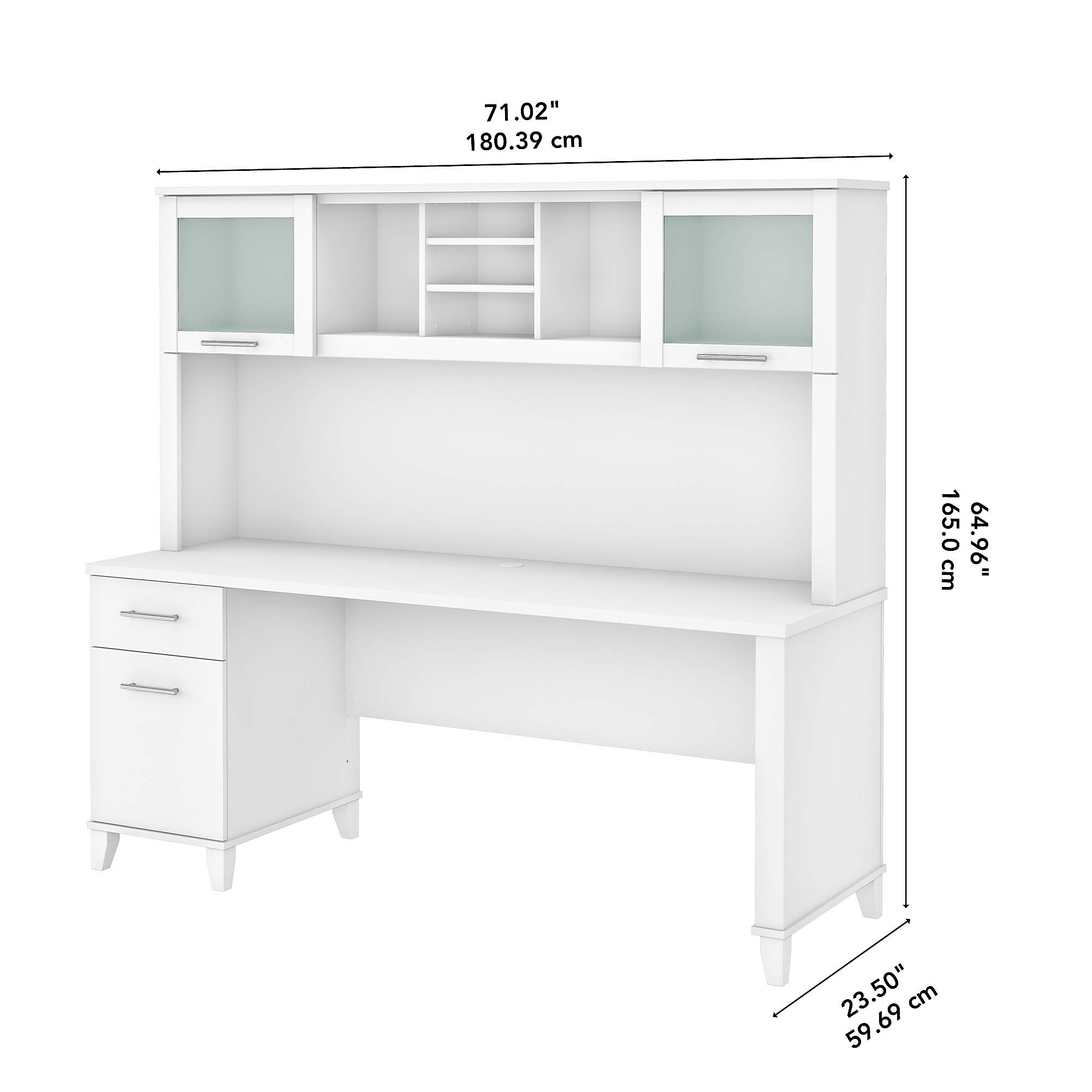 Bush Furniture Somerset 72W White Office Desk with Drawers and Hutch - Perfect for Home Office, Study Room & Workspace Organization