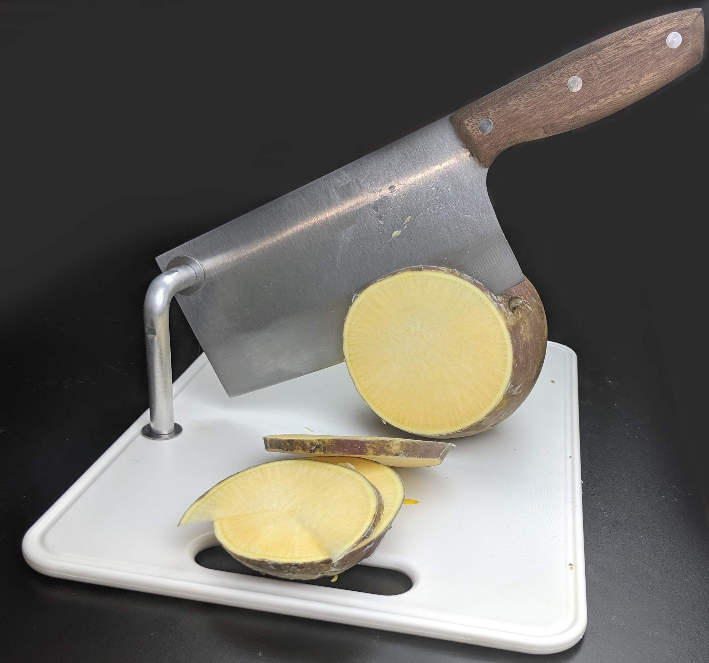 Premium Bamboo Cutting Board with Cleaver - Heavy Duty Chopping Board for Boned Meats, Hard Vegetables, Fruits & Onions | Perfect for Kitchen Prep, Butchering & Meal Preparation