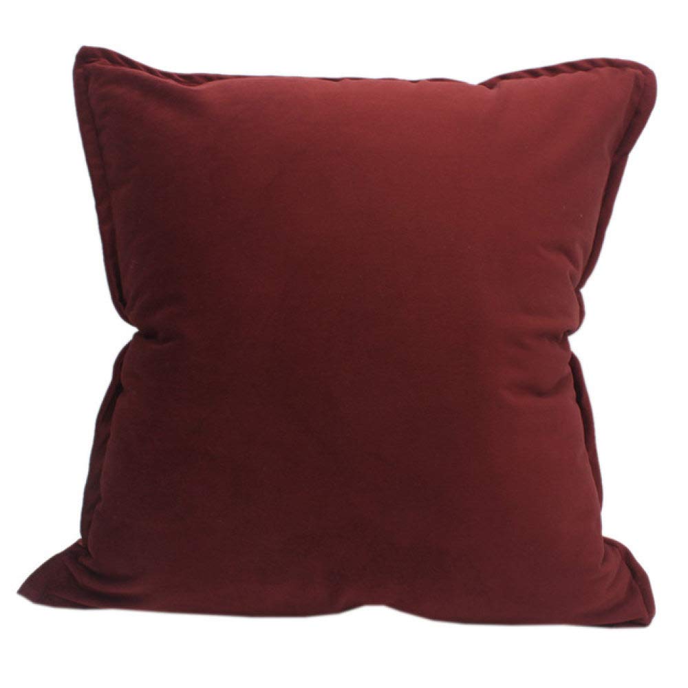 Premium Solid Color Cushion Cover - Soft 50x50cm Decorative Edge Sofa Pillow Case (Wine Red) for Living Room, Bedroom & Office Decor