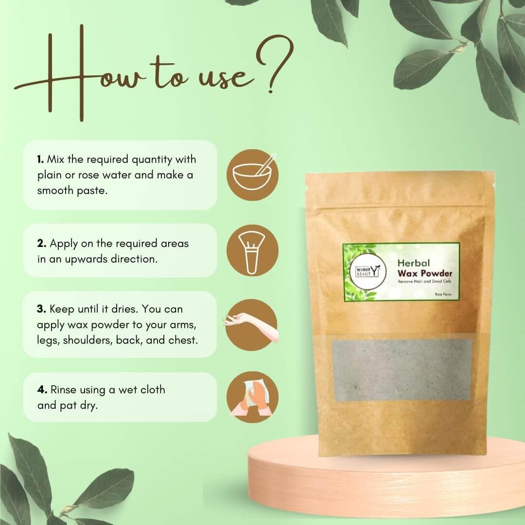 Organic Herbal Wax Powder & Hair Removal Powder - 5 Min Instant Painless Natural Waxing for Hands, Legs, Underarms & Bikini Line | At-Home Hair Removal Solution for Smooth Skin