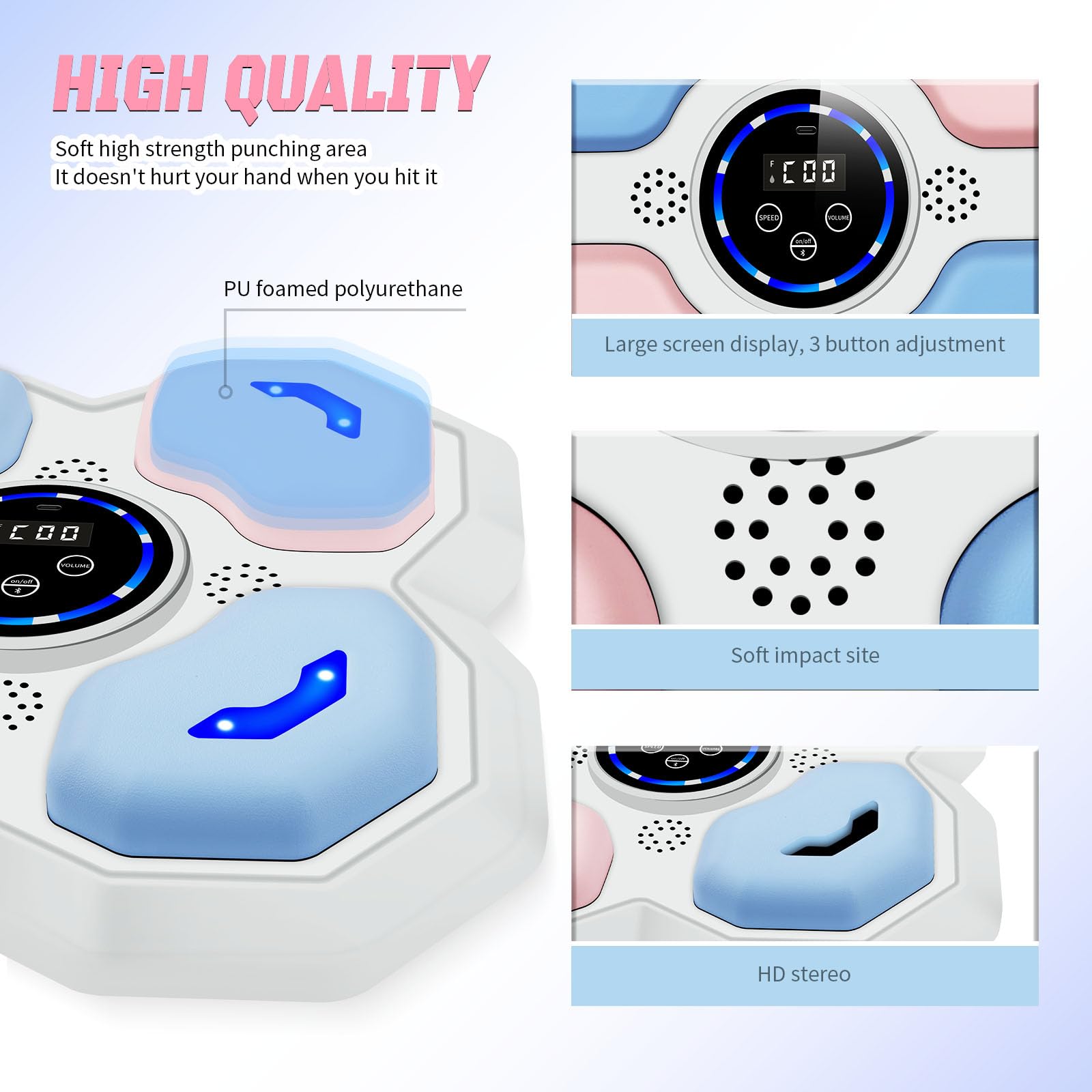Music Boxing Machine for Kids, Teens & Adults - Wall-Mounted Boxing Trainer with Gloves | LED Electronic Focus Training Equipment for Home, Office & Gym | Perfect for Fitness, Stress Relief & Coordination Training