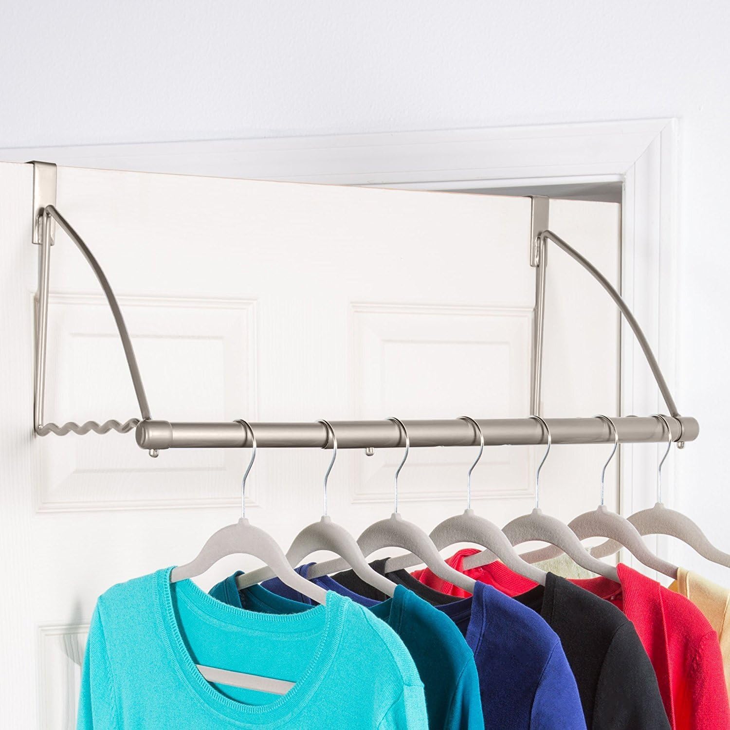 HOLDN’ STORAGE Over The Door Hanger - Space Saving Clothes & Towel Organizer for Bathroom, Bedroom, Closet - Durable Gray Door Rack for Hanging, Drying & Storage - Perfect for Small Spaces, Apartments & Dorm Rooms