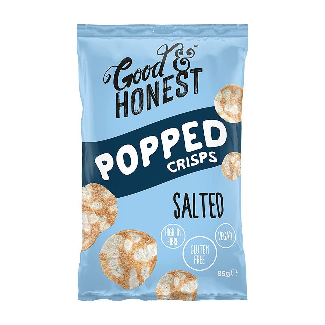 Good & Honest Gluten-Free Popped Crisps - Sea Salt Flavor - 8 Pack (85g Each) - Healthy Snack for Parties, Movie Nights & On-the-Go