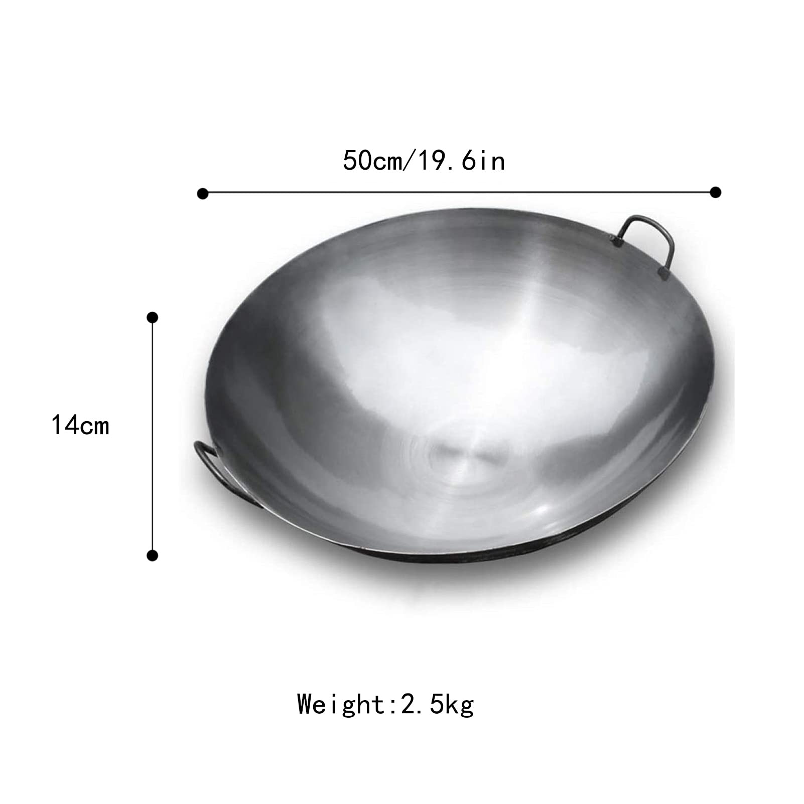 Authentic Pre-Seasoned Chinese Cast Iron Wok Pan - 19.7 Inch Large Deep Stir Fry Pan with Dual Handles - Professional Restaurant-Grade Carbon Steel Wok for High Heat Cooking - Perfect for Stir Frying, Deep Frying, Sautéing & Asian Cuisine