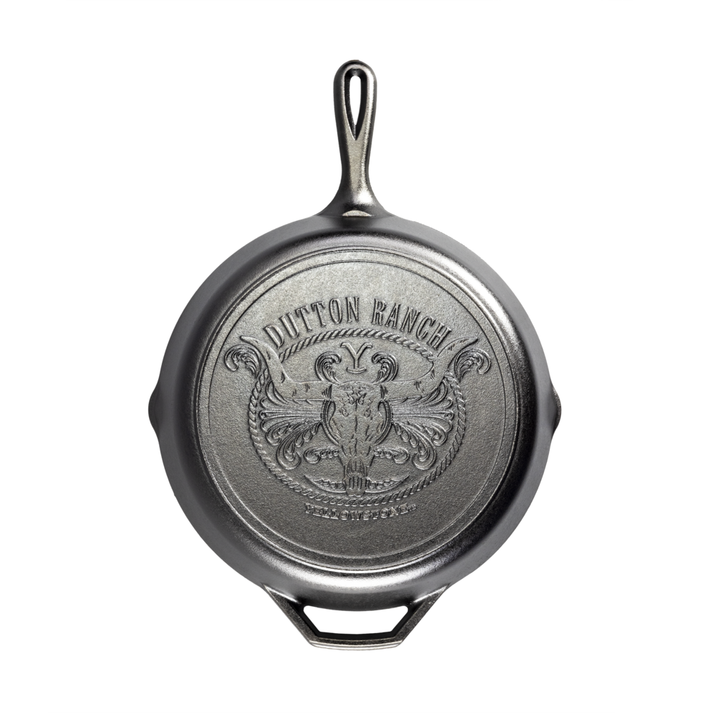 Cast Iron Yellowstone Steer Skillet 30cm - Premium Heavy Duty Skillet for Steaks, Burgers & Cornbread - Perfect for Camping, Outdoor Cooking & Kitchen Use
