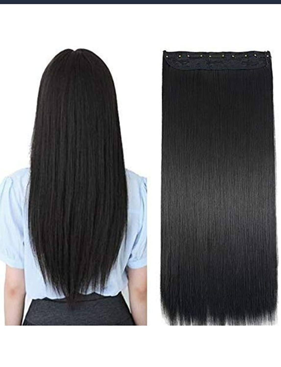 INAAYA 5 Clip In Human Hair Extensions for Women - Straight Clip-In Hair Extensions for Short to Medium Hair - Natural Black Hair Extensions for Volume & Length - Perfect for Daily Wear, Parties & Special Occasions