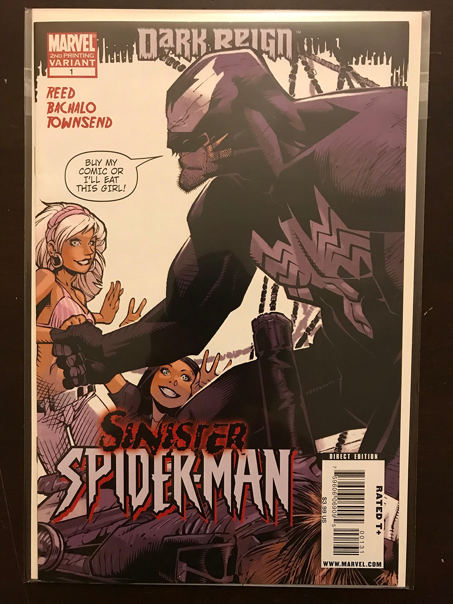 Sinister Spider-Man Dark Reign #1 2nd Print Variant 2009 Marvel Comic Book - Second Printing Spider-Man vs Venom - Collectible for Marvel Fans & Comic Book Enthusiasts
