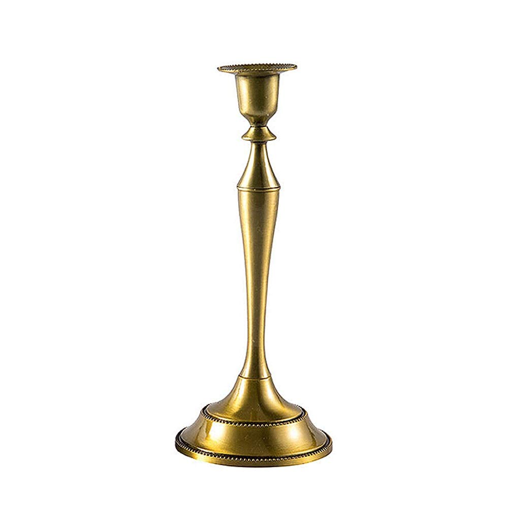Vintage Golden Copper Alloy Candle Holder - Elegant Retro Decorative Piece for Holiday Parties, Home Decor & Wedding Centerpieces