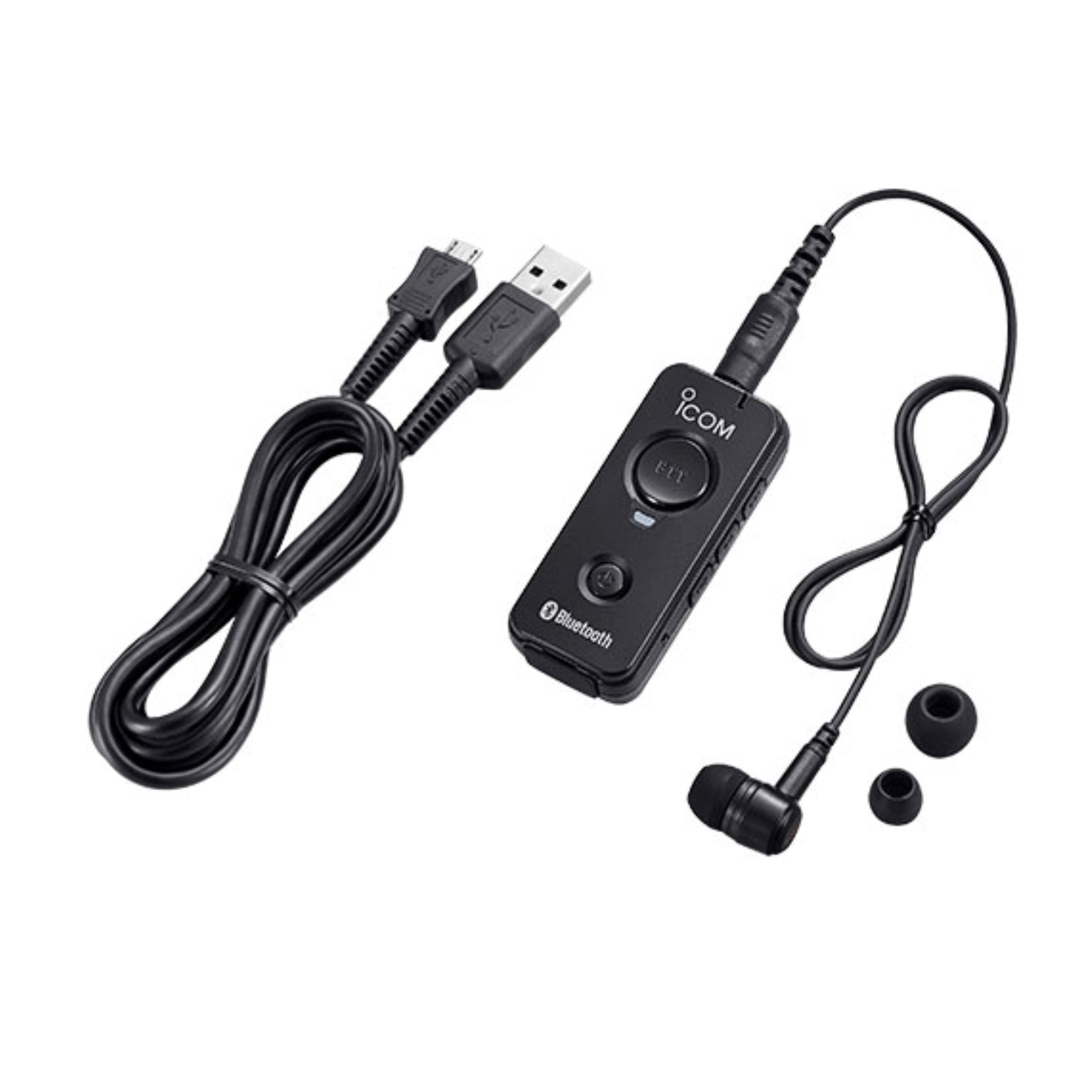 Icom VS 3 Bluetooth Earpiece with Compact Lapel PTT & 3.5mm Jack - Wireless Headset for Two-Way Radio, Police, Security & Outdoor Activities