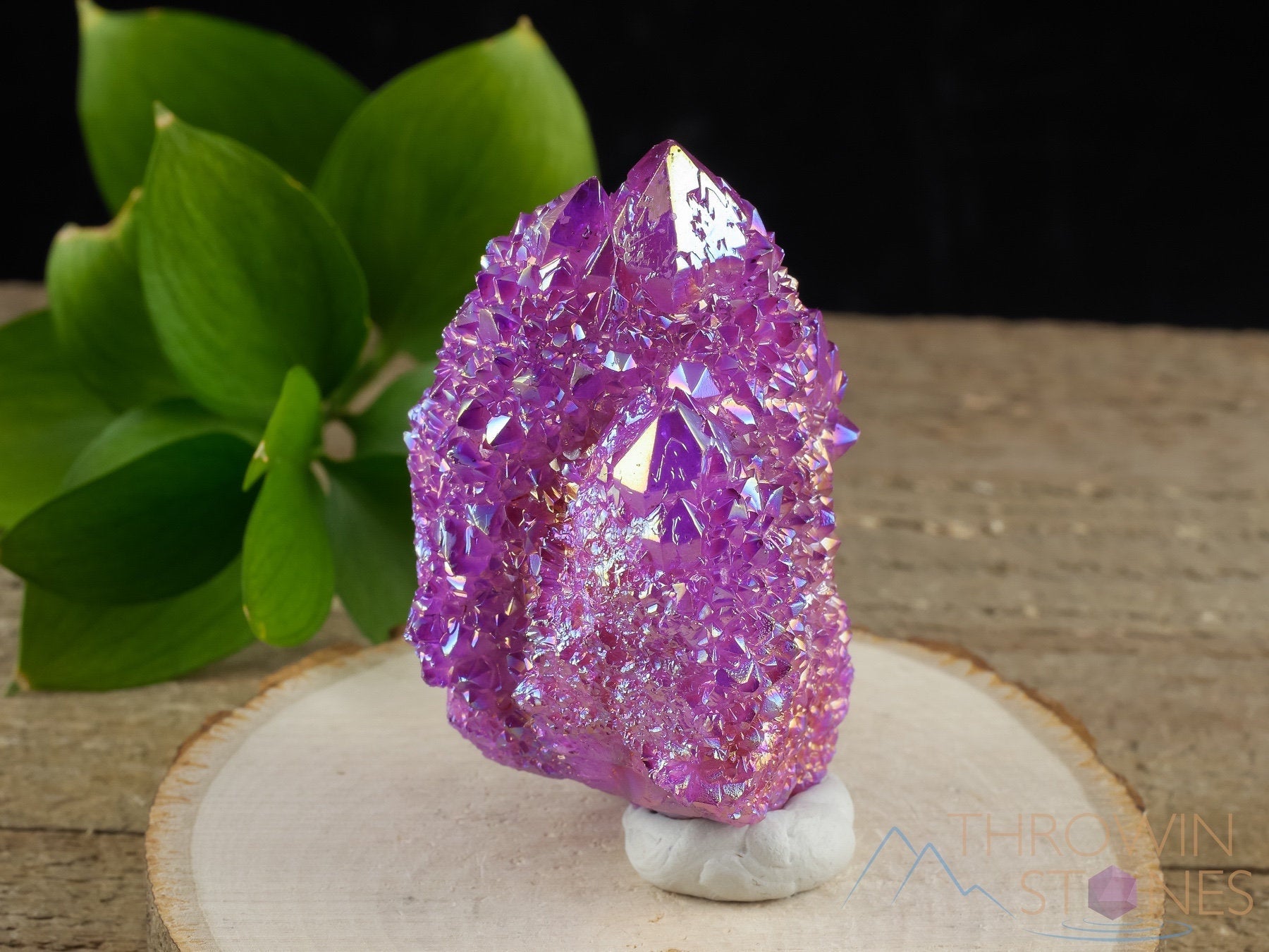 Natural Aura Quartz Crystal Cluster - Ruby Pink Rainbow Quartz for Healing & Metaphysical Use | Spiritual Decor, Meditation & Home Decoration (R0608)
