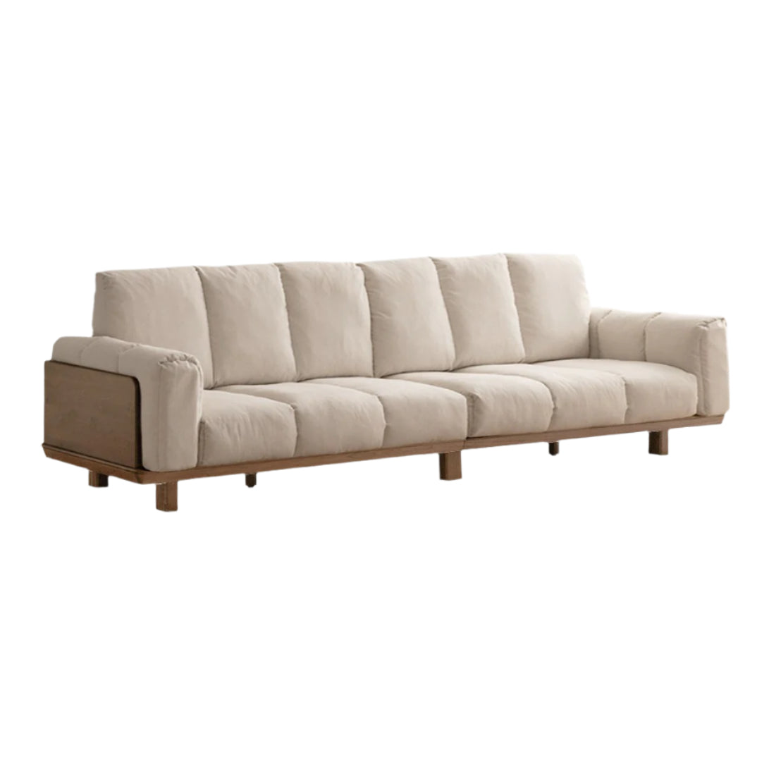 Modern Solid Wood Down Straight Sofa - Black Walnut & Ash Wood Frame - Perfect for Living Room, Lounge, or Office Comfort