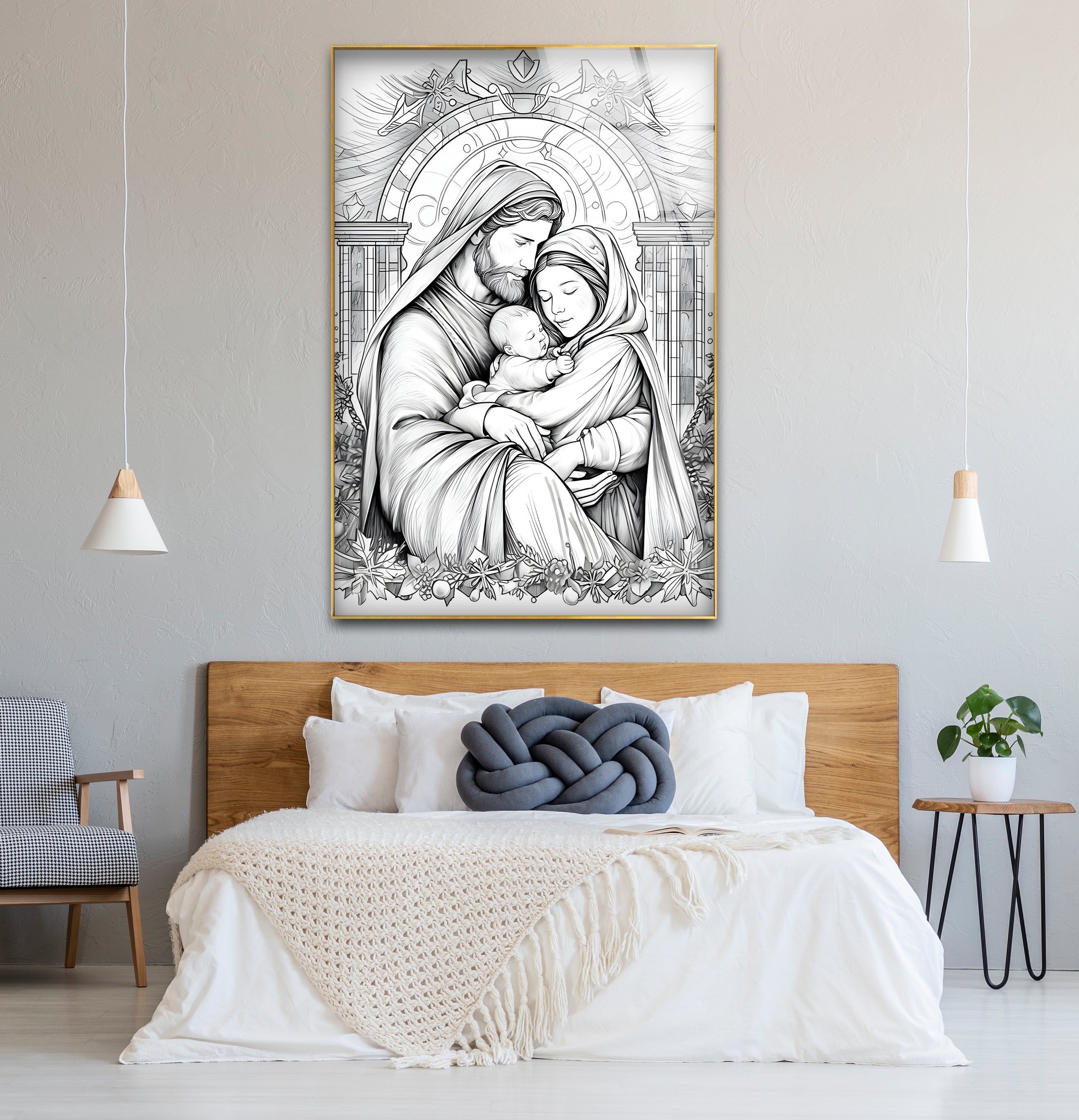 Black & White Christmas Soul Glass Wall Art - Elegant Holiday Home Decor for Living Room, Bedroom & Office - Perfect Gift for Christmas & Winter Season