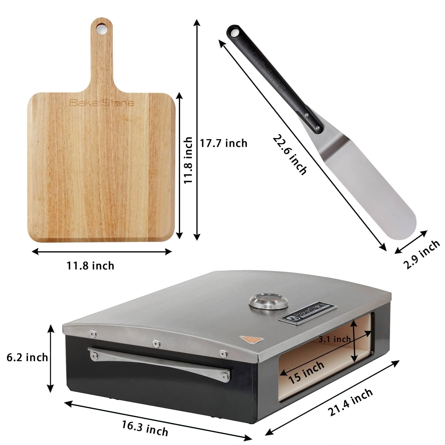 BakerStone Professional Series 5-Sided Pizza Oven for Grill Top - Stainless Steel Outdoor Pizza Box Oven with Enamel Finish - Perfect for Backyard, Garden & Outdoor Cooking - Ideal for Wood-Fired Pizza, Grilling & Entertaining
