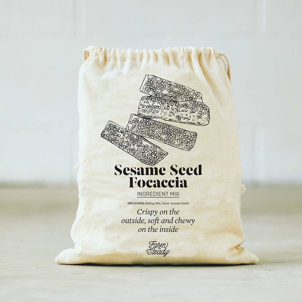 Organic Sesame Seed Focaccia Bread Mix - Easy Homemade Italian Artisan Baking Kit for Bread Machines or Oven | Perfect for Parties, Gifts & Family Dinners