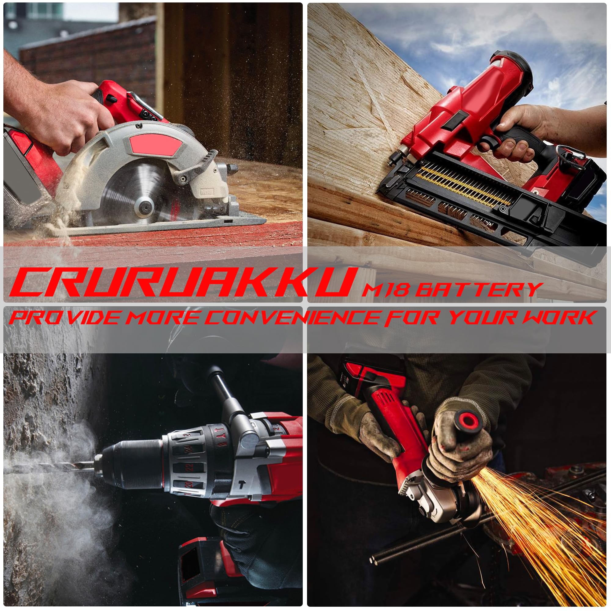 2-Pack Milwaukee M18 Battery Replacement (48-11-1850) - Compatible with All Milwaukee 18V Cordless Power Tools - Perfect for Drills, Saws & Outdoor Power Equipment