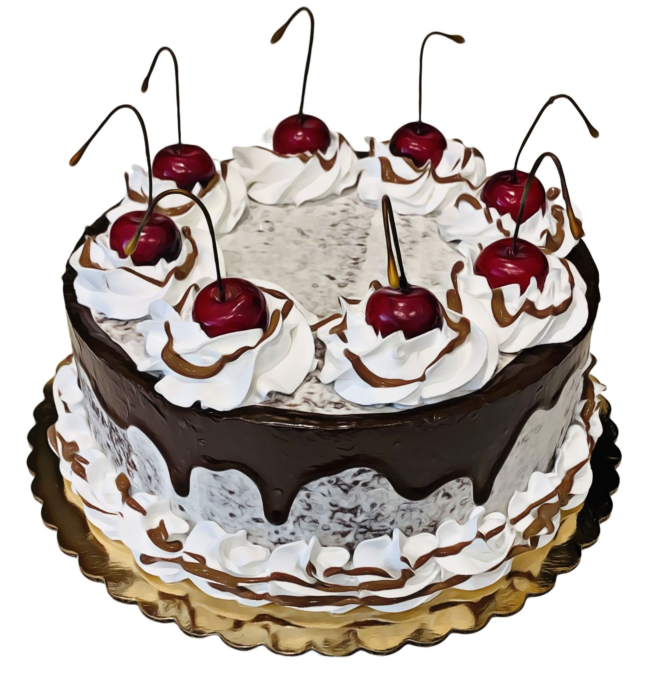Dezicakes Handmade Fake Naked Black Forest Cake with Chocolate Drizzle & Cherries - Artificial Decorative Cake for Wedding, Party & Home Decor