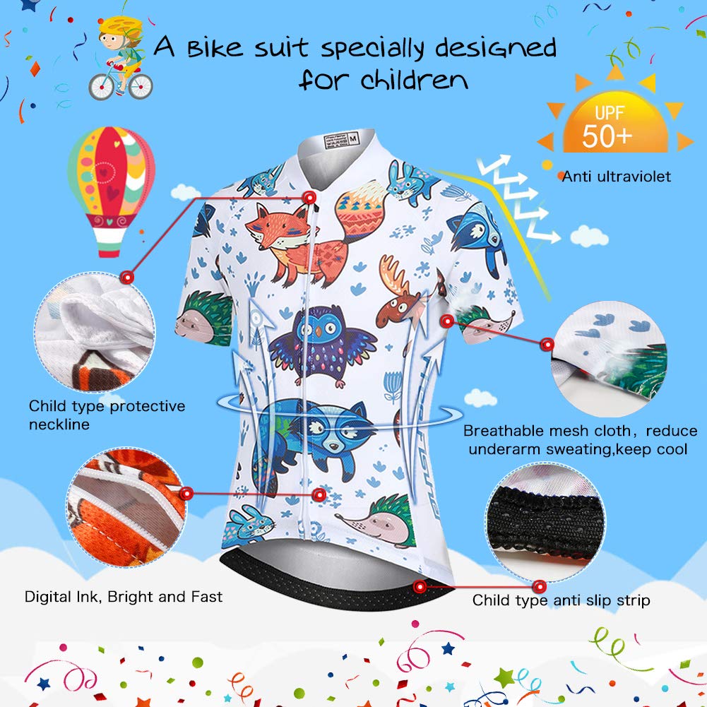 **Kids Cycling Jersey Set for Girls - Breathable Short Sleeve Top with 3D Padded Shorts - Perfect for Outdoor Biking, Training & Family Rides**