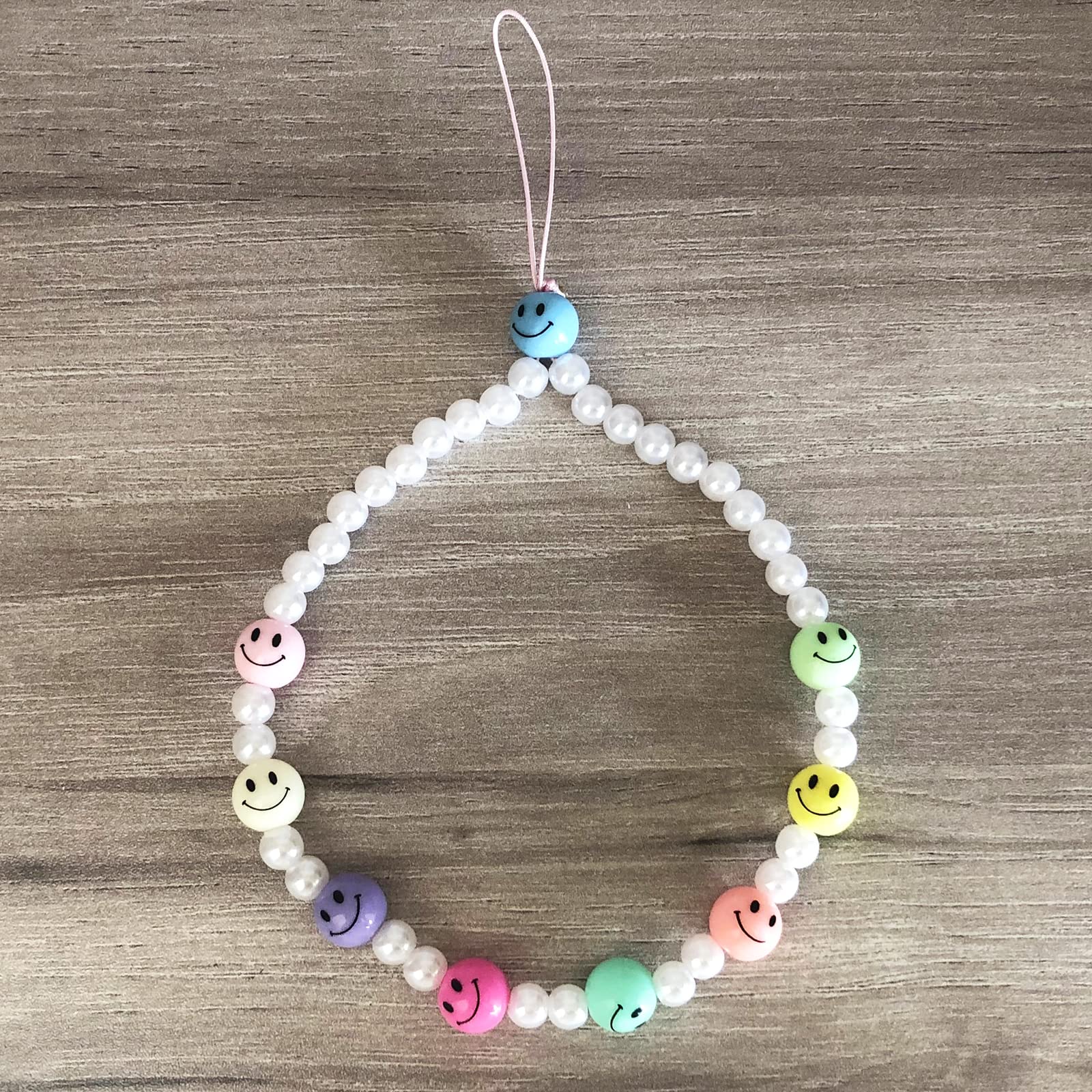 Y2K Cute Beaded Phone Lanyard Wrist Strap - Smiley Face & Flower Anti-Lost Bracelet Chain for Women | Perfect for Work, Travel & Phone Security