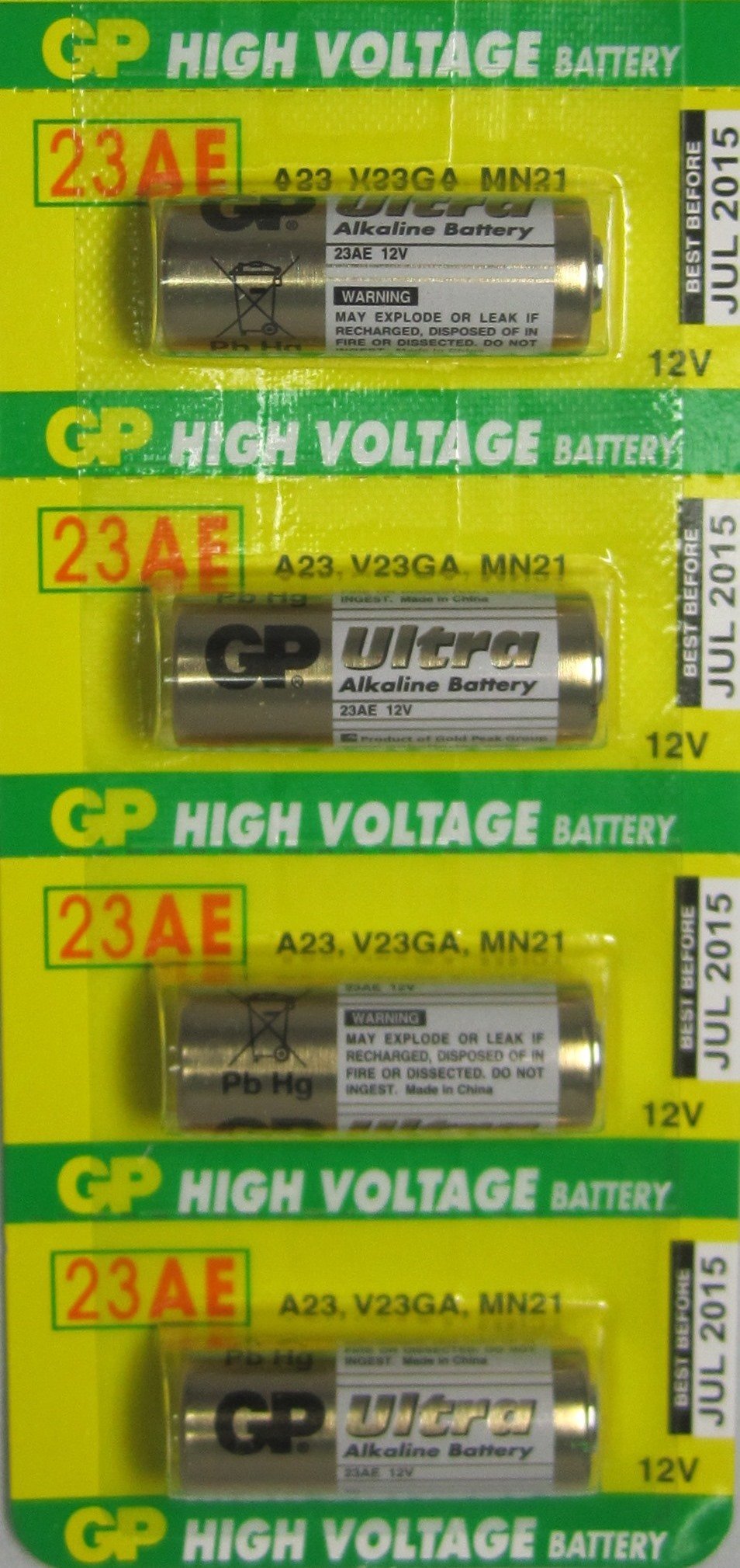 GP 4-Pack 23A 12V Alkaline Batteries for Smoke Detectors, Remote Controls & Electronic Devices - Long Lasting Power Supply