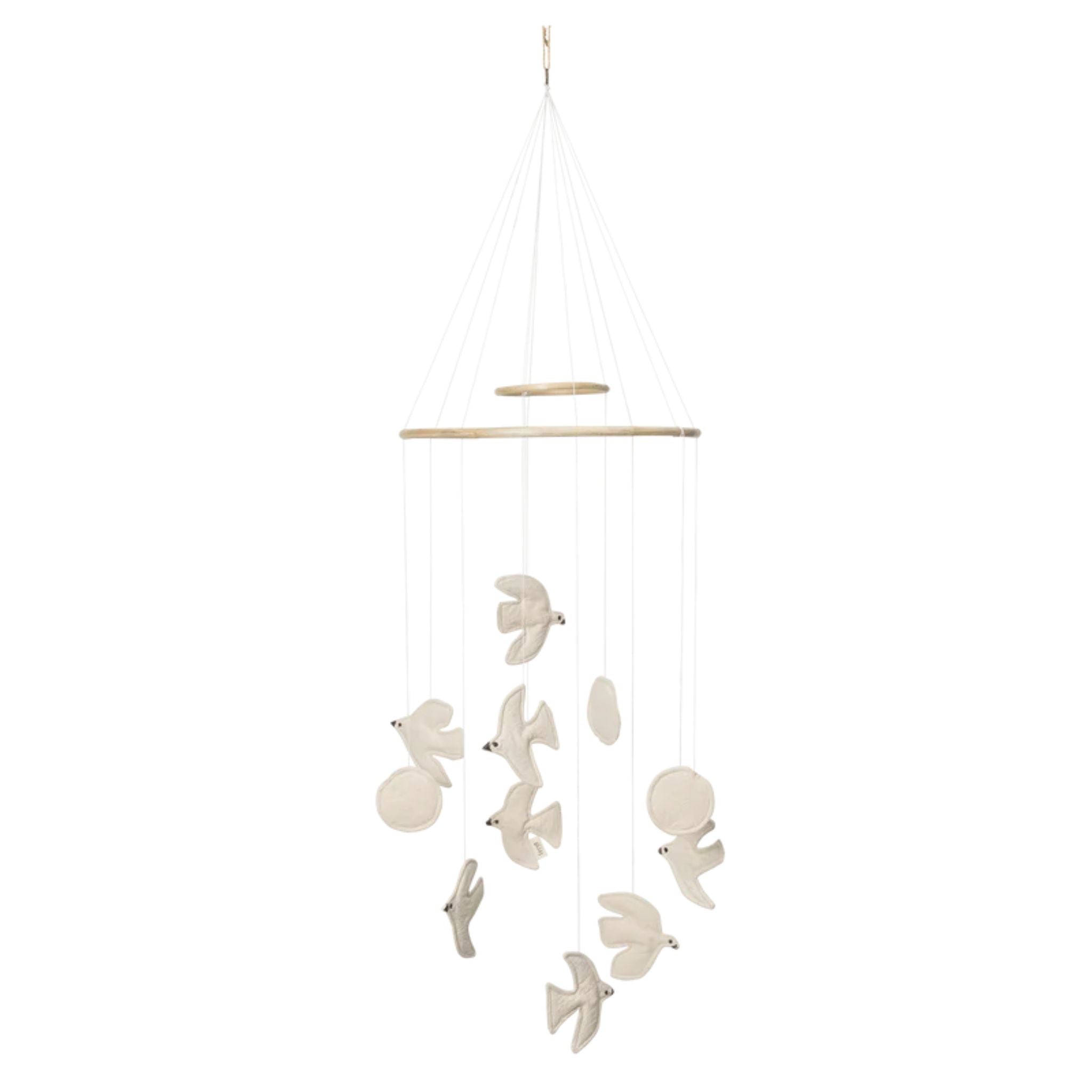 FERM LIVING Swift Bird Mobile - Handmade Undyed Cotton Nursery Decor for Baby Room, Gender Neutral & Eco-Friendly - Perfect for Newborn Gifts & Boho Nursery Themes