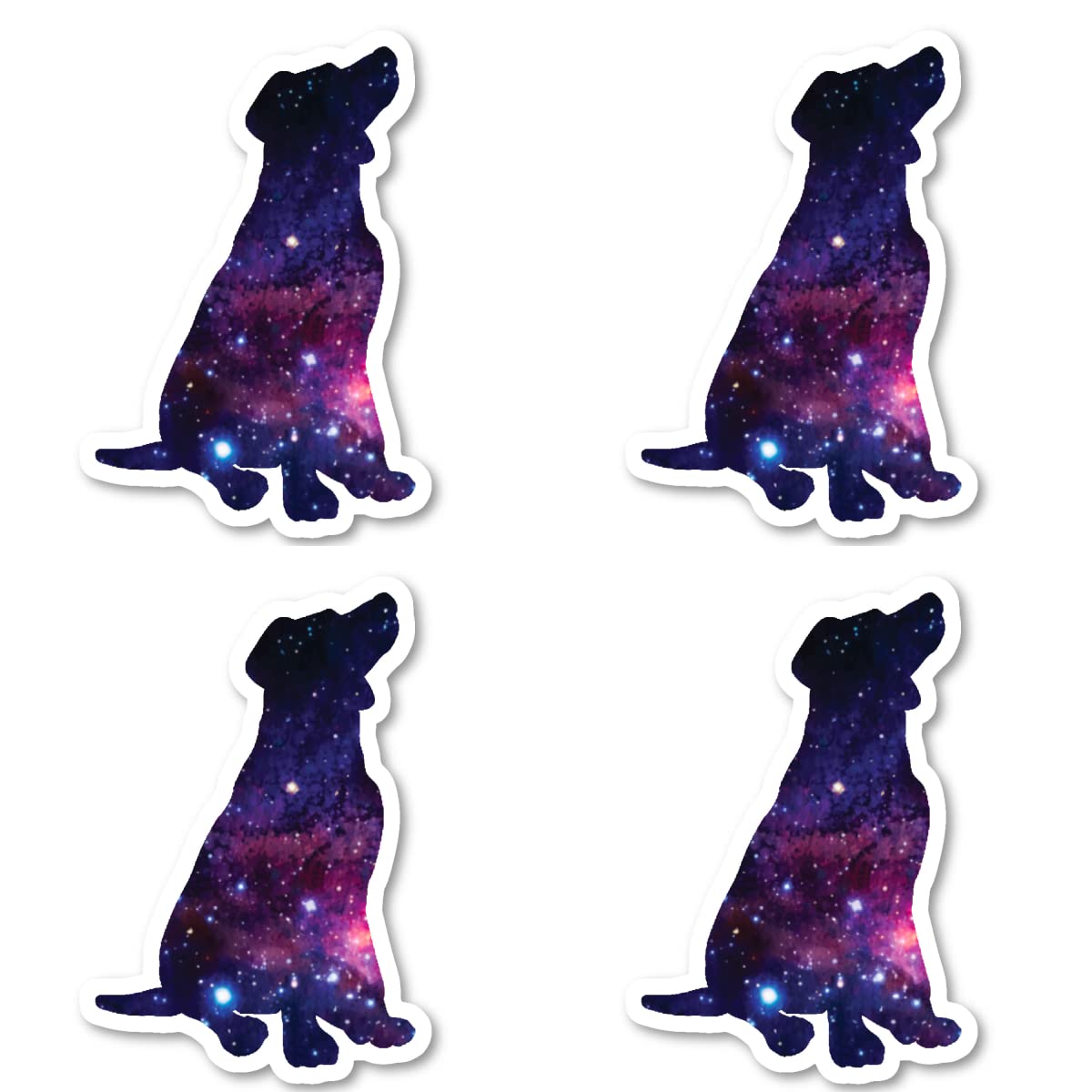 Galaxy Dog Stickers (4 Pack) - Waterproof Vinyl Decals for Laptop, Phone, Tablet - 2.5 Inch Cute Space Themed Pet Stickers - Perfect for School, Office, Water Bottles & Notebook Decor