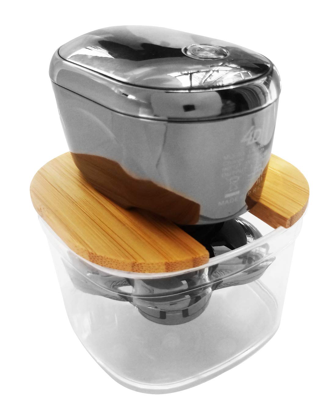 FitSand Bamboo Shaver Rinse Stand - Compatible with Skull Shaver Pitbull Platinum PRO, Electric Pitbull, Palm, Butterfly Kiss, Butterfly Pro & Bald Eagle Shavers - Perfect for Bathroom Countertop Organization & Electric Razor Maintenance