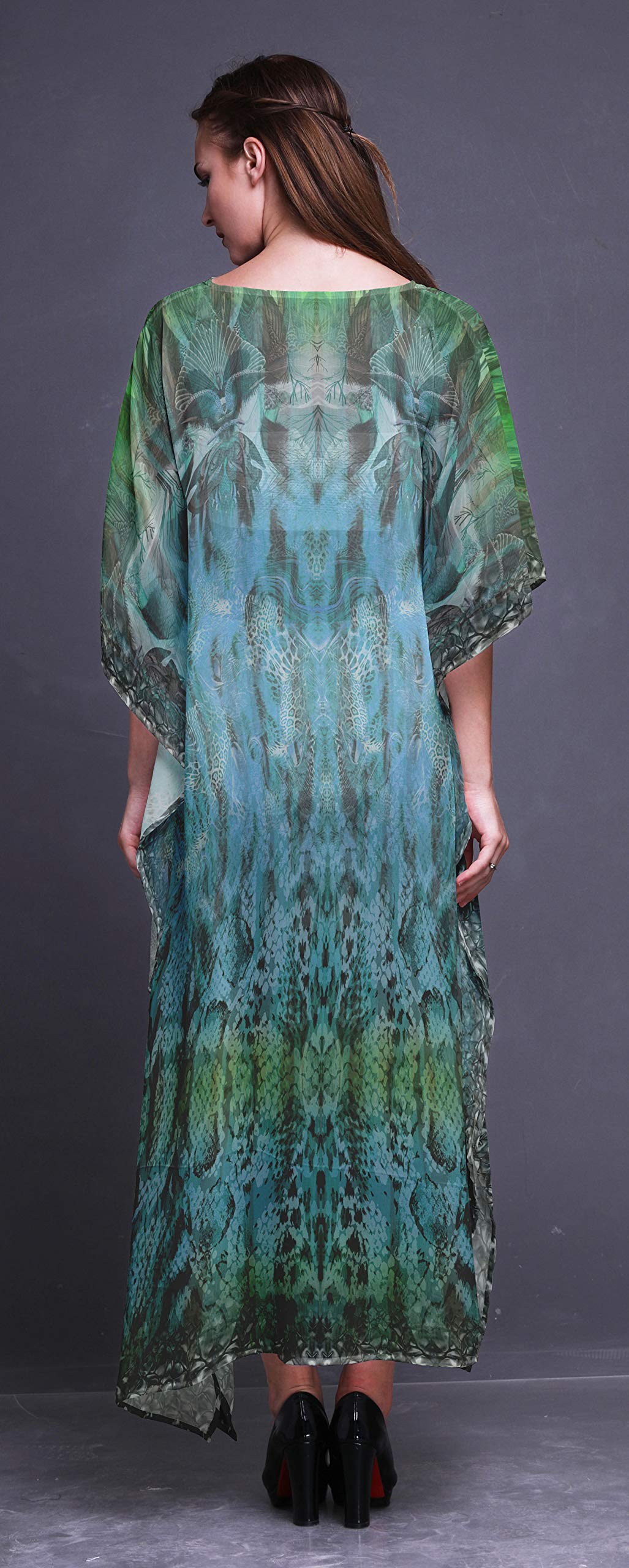 Leopard & Snake Print Beach Kaftan Cover Up - Women's Long Maxi Dress Bikini Coverup for Summer Vacation, Pool Party, and Resort Wear