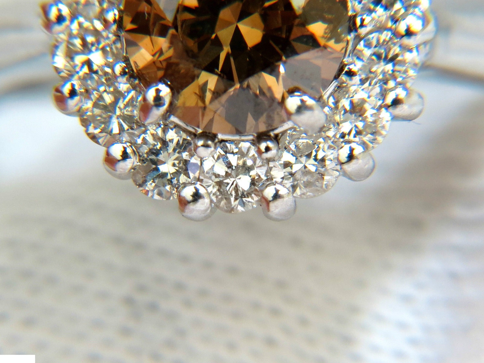 2.01CT Natural Fancy Orange Brown Diamond Cluster Halo Ring - G/VS Full Cuts - Elegant Engagement, Wedding & Anniversary Jewelry Gift