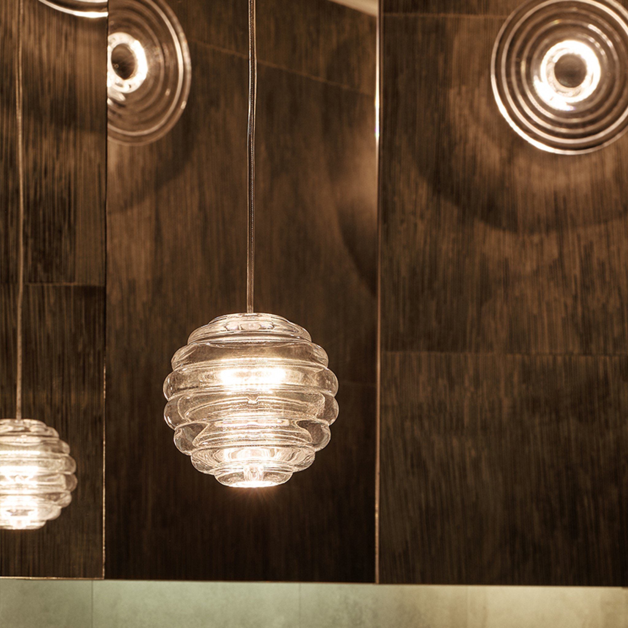 TOM DIXON Press Mini Sphere Pendant LED Light - Clear Glass Modern Hanging Lamp for Living Room, Bedroom & Office Decor