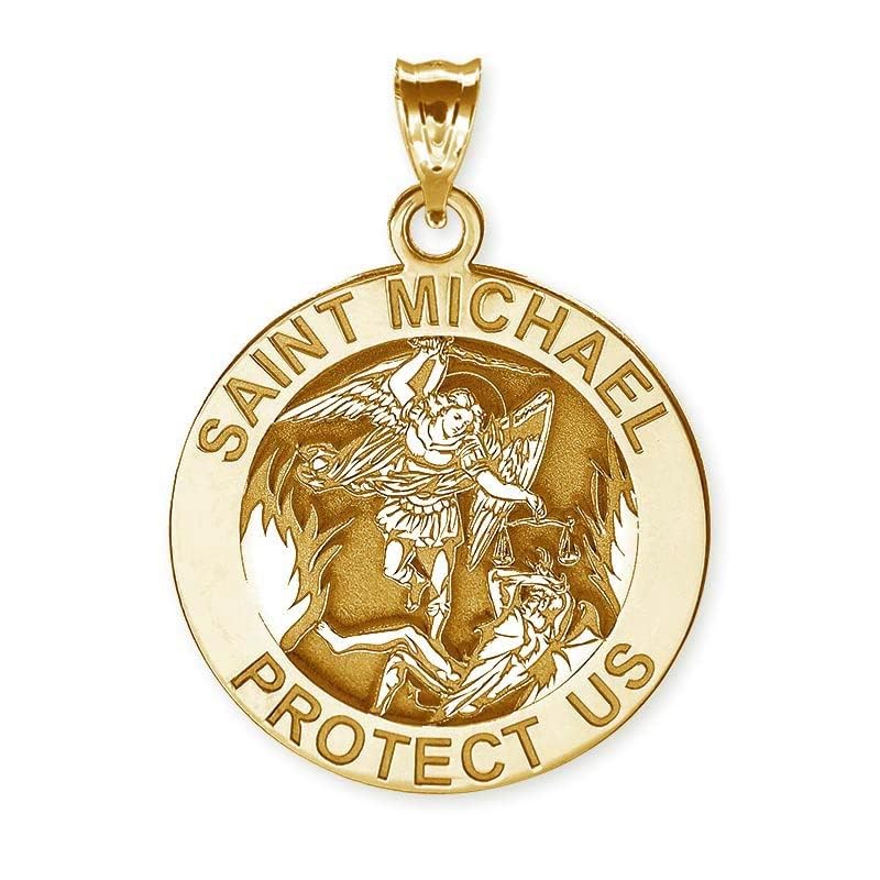 St. Michael Necklace - 14K Gold & Sterling Silver Catholic Saint Michael Pendant for Women & Men | Religious Jewelry for First Communion, Baptism & Christian Gifts | Perfect for Daily Wear, Church Events & Spiritual Protection