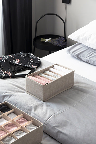 6 Compartment Drawer Organizer - Grey or Beige | Perfect for Kitchen, Office & Bedroom Storage