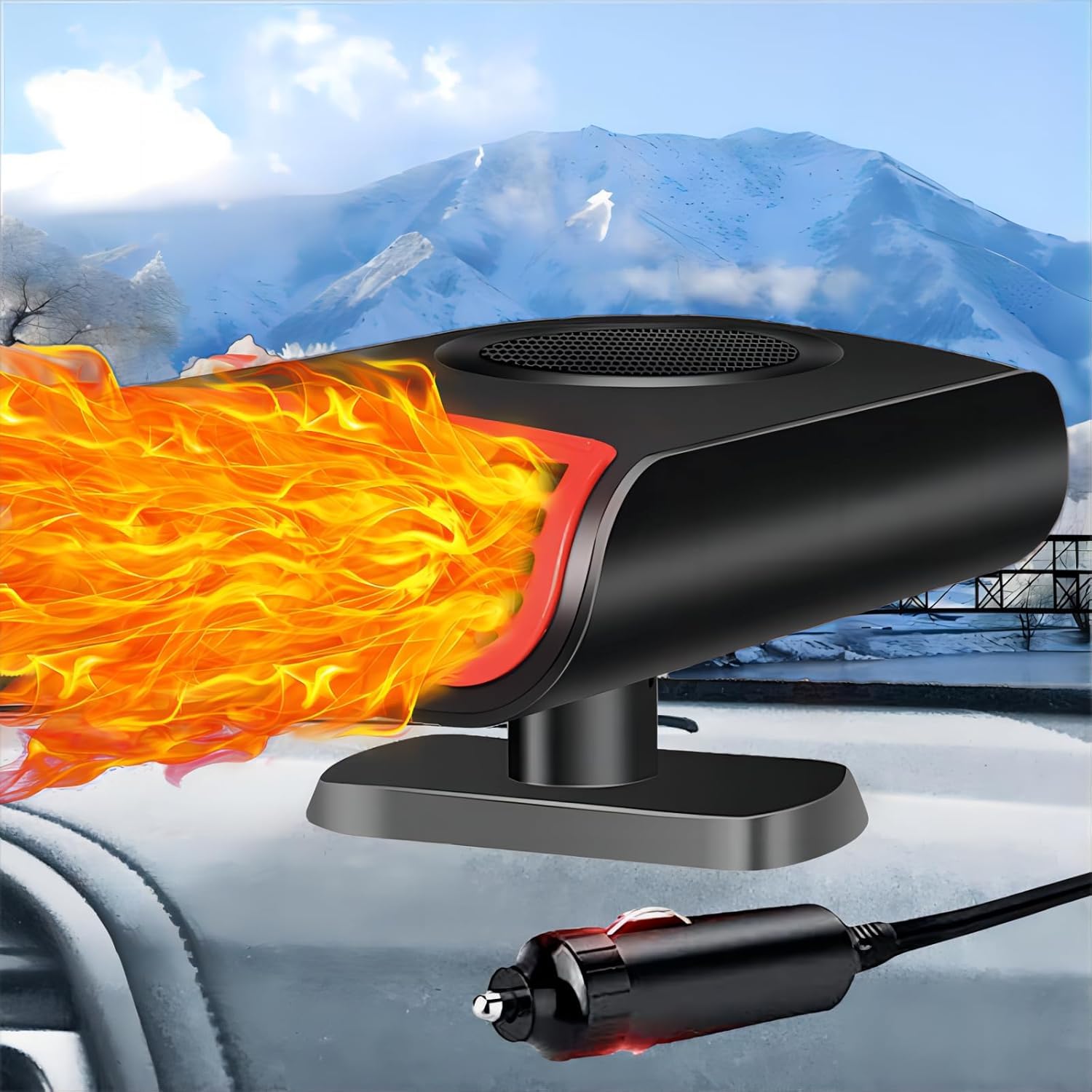 12V Portable Car Heater & Defroster - Fast Heating for Windshield & Cabin Comfort