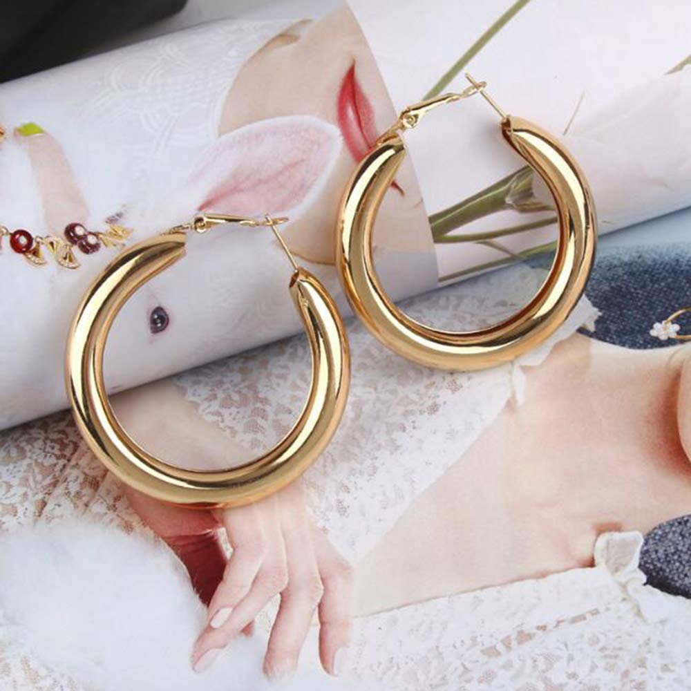 Bohemian Gold Tube Hoop Earrings - Large Lightweight Circle Earrings for Women | Fashion Jewelry for Everyday Wear & Special Occasions