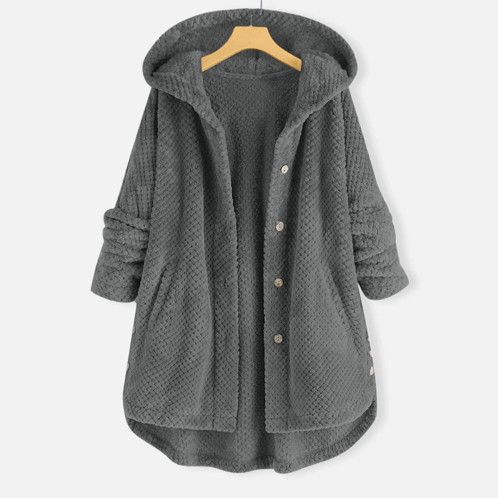 Women's Plush Leather Jacket with Hood - Long Sleeve Solid Color Casual Coat for Winter | Fashion Outerwear for Street Style & Outdoor Activities