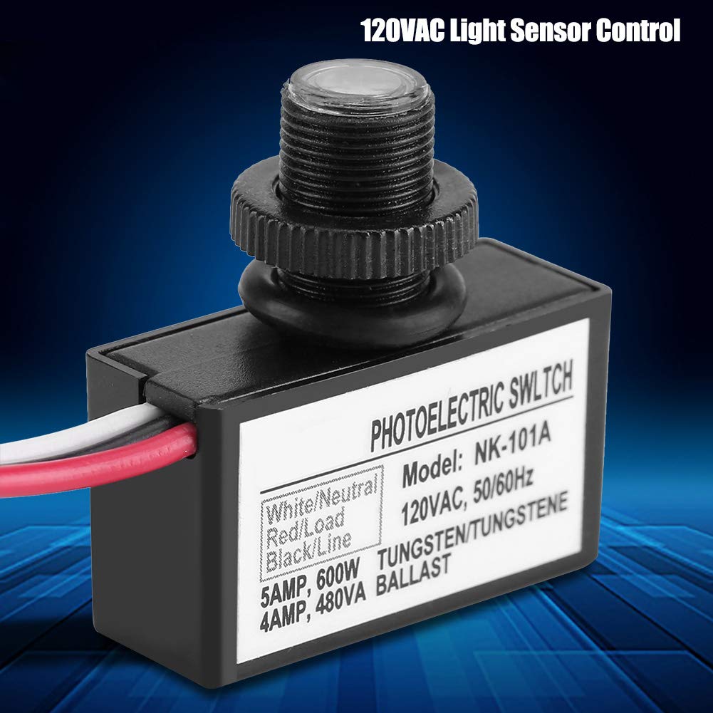 120VAC Photoelectric Switch - Dusk to Dawn Light Sensor for Outdoor Lighting Control | Automatic On/Off for Street Lights, Garden Lights & Security Lighting