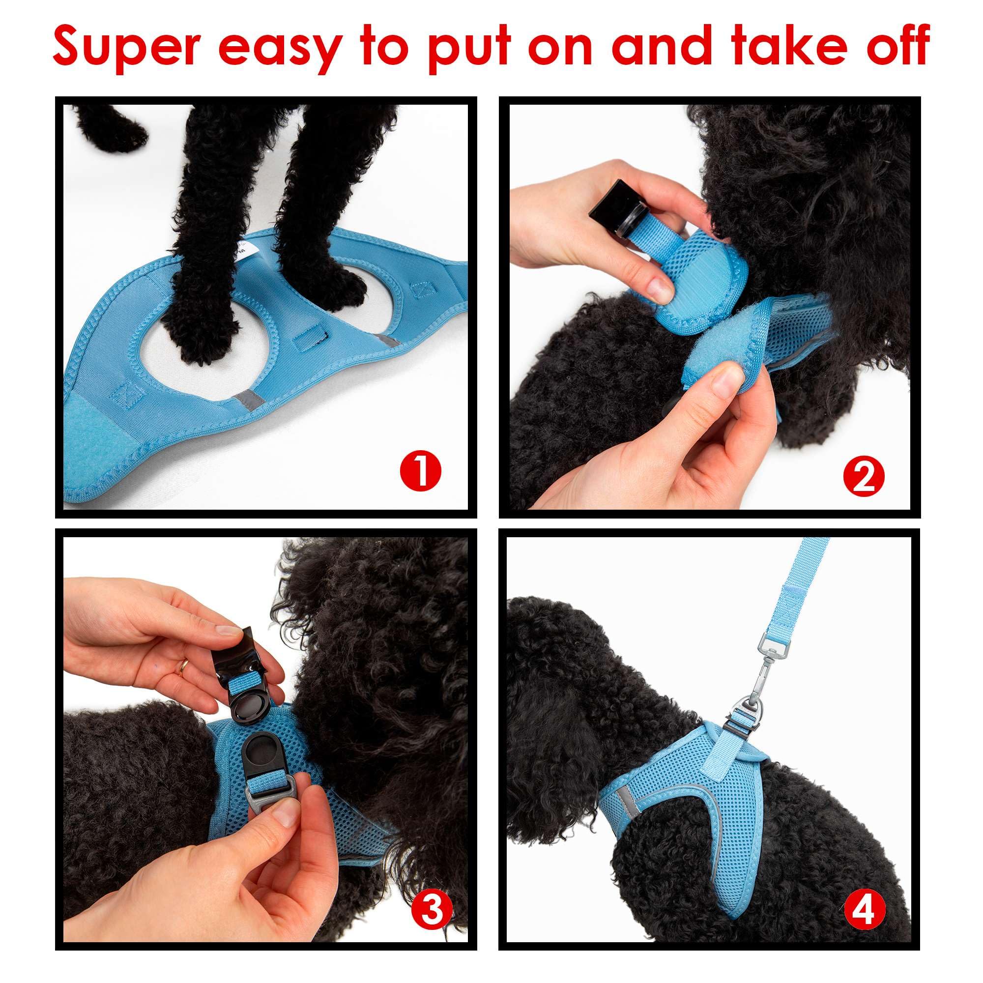 Tailpetz Adjustable No-Pull Dog Harness for Small Dogs - Blue Reflective Step-in Puppy Harness for Training, Walking & Outdoor Adventures (Size S, Fits Small Breed Dogs & Puppies) - Perfect for Daily Walks, Jogging & Pet Training Sessions