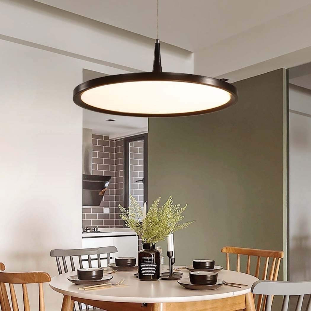 Modern LED Pendant Light Chandelier - Adjustable Acrylic Shade Round Ceiling Lamp for Bedroom, Living Room, Dining Room, Cafe, Bar & Office (Energy Class A+, Black/White Light, 30W) - Perfect for Ambient Lighting and Home Decor