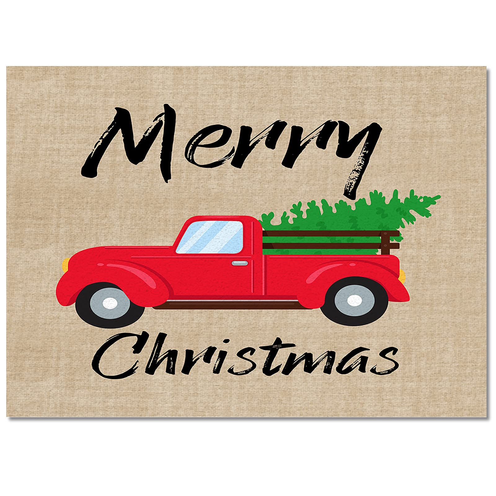 5' x 8' Non-Slip Red Truck Christmas Tree Area Rug - Holiday Themed Rectangle Floor Mat for Living Room, Bedroom & Entryway - Perfect for Festive Home Decor & Winter Gatherings