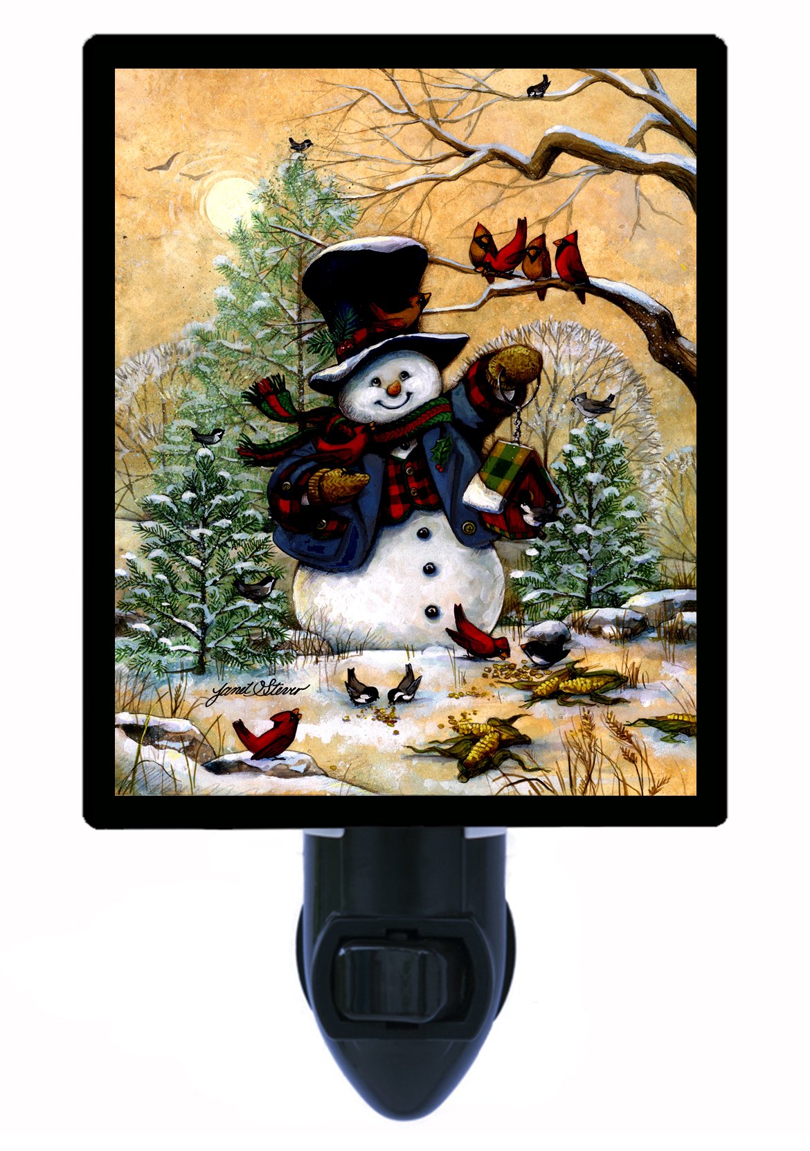 Snowman LED Night Light - Winter Friends Christmas Decor, Energy-Efficient Plug-in Nightlight for Kids Bedroom, Nursery, Holiday Home Decoration