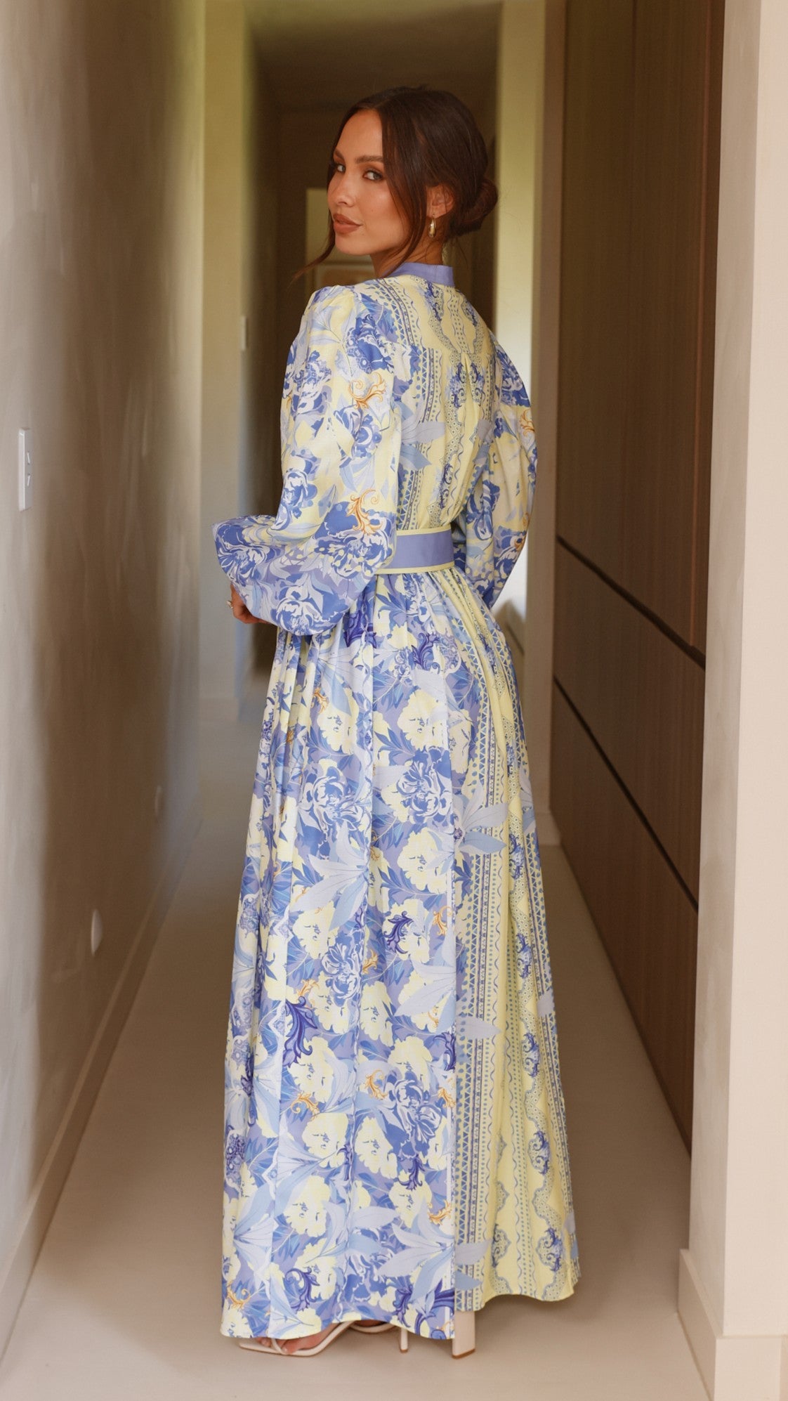 Kalliope Maxi Dress for Women - Flowy Blue & Yellow Floral Summer Dress - Perfect for Beach Vacations, Parties & Casual Outings