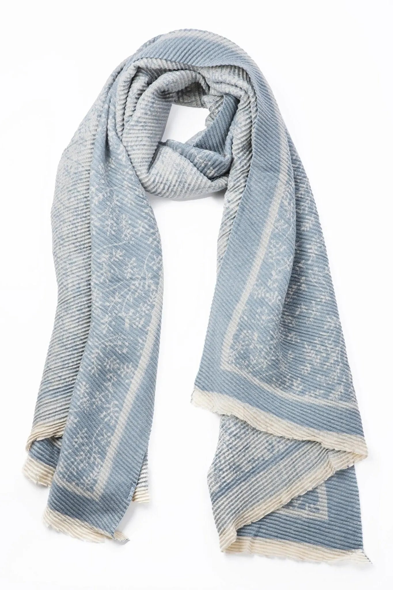 Floral Crinkle Reversible Winter Scarf - Soft & Warm Fashion Accessory for Women - Perfect for Cold Weather, Office Wear & Holiday Outfits