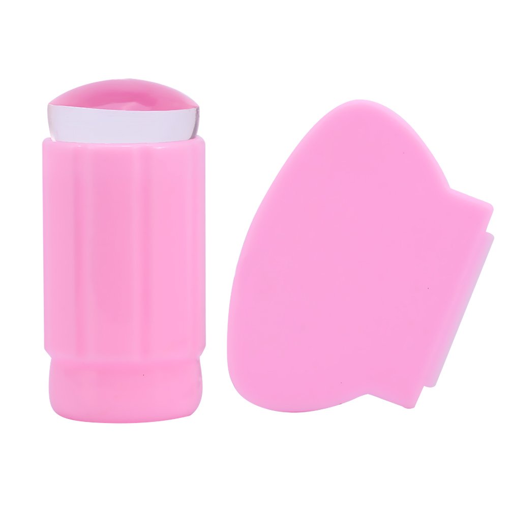 3-Color Professional Nail Art Silicone Stamper & Scraper Set - Manicure Tools for DIY Nail Design (Pink, Blue, White) - Perfect for Home Salon & Professional Nail Art