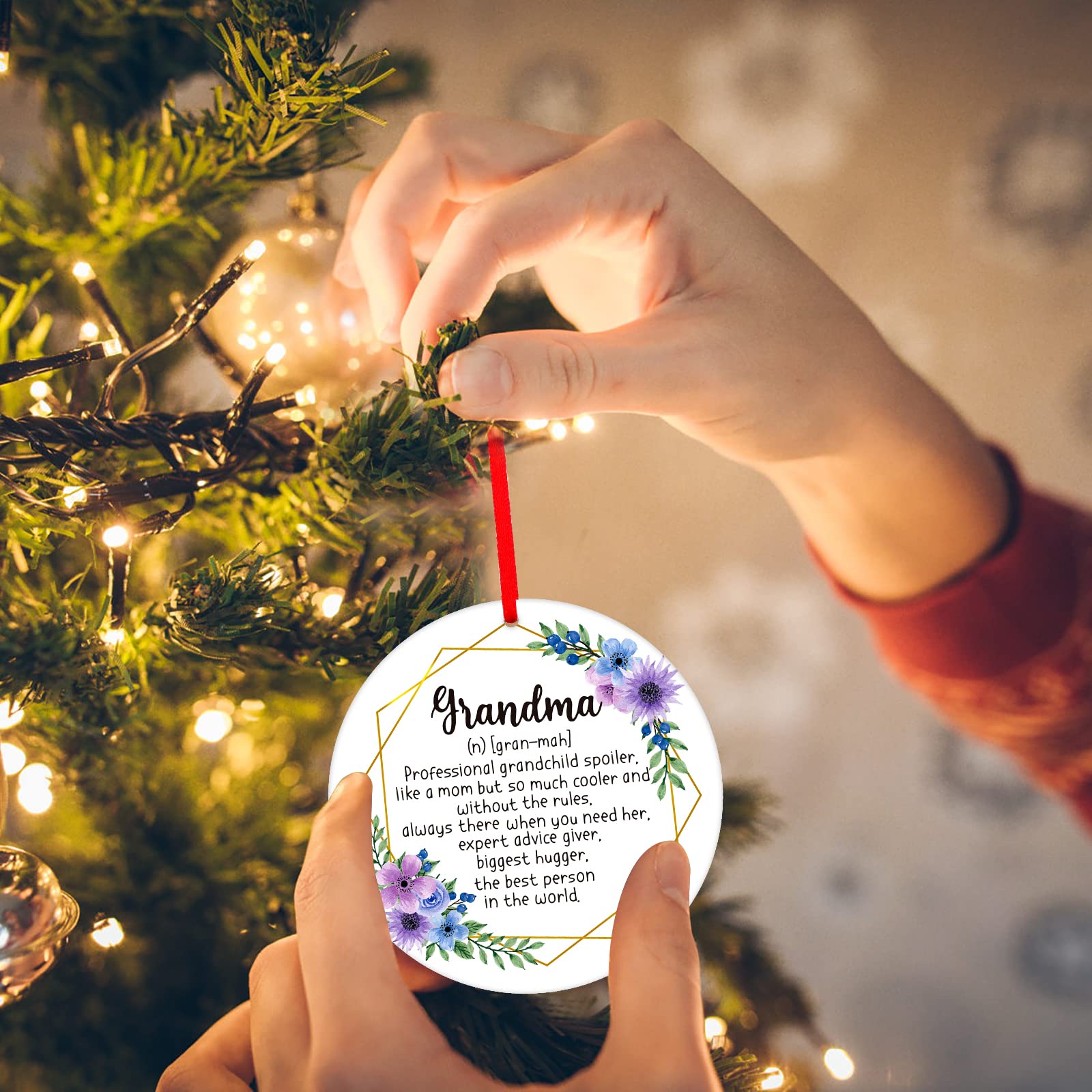 FaCraft Personalized Christmas Ornaments for Grandma - 2024 Birthday Gifts for Grandma from Grandson & Granddaughter | Heartwarming Tree Decorations for Christmas, Mother's Day & Family Gatherings