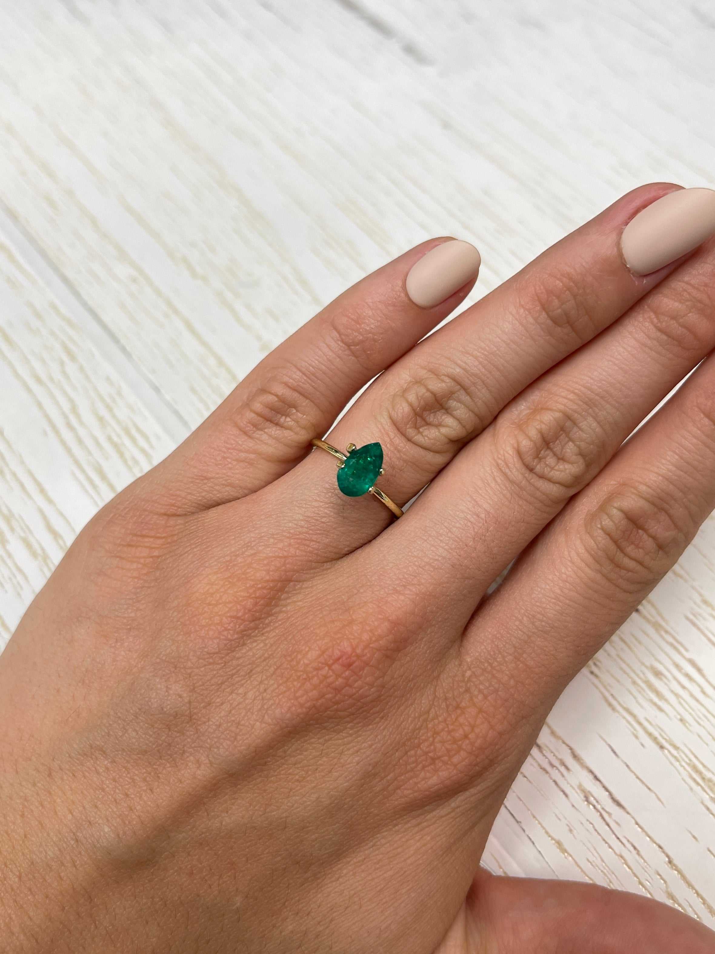 0.96 Carat Dark Green Natural Loose Colombian Emerald Pear Cut Gemstone for Jewelry Making, Engagement Rings & Fine Collections