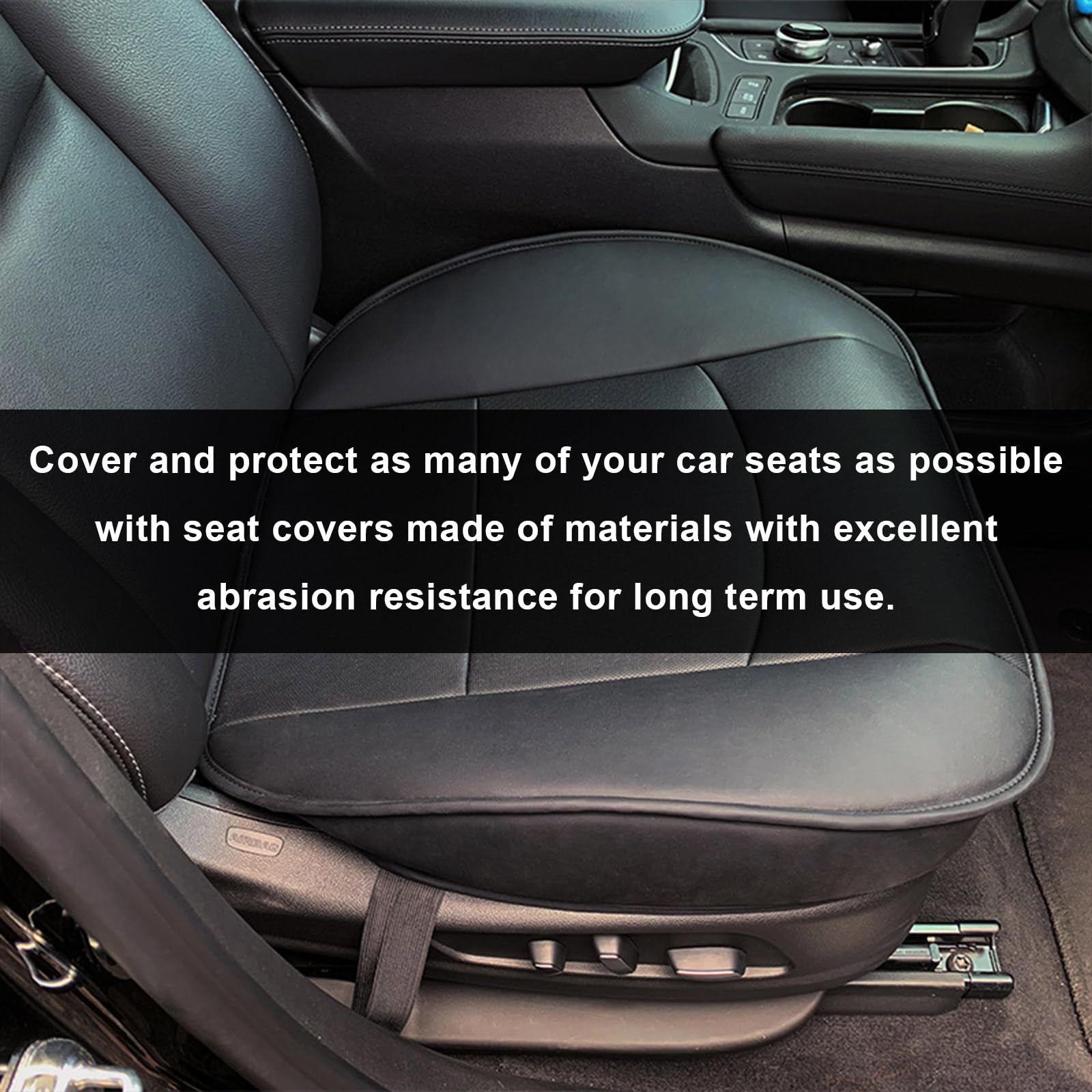 Premium PU Leather Car Seat Bottom Cover - Universal Anti-Slip Seat Protector Pad for Sedan, SUV & Truck - Protects from Wear & Spills - Perfect for Commuting, Road Trips & Family Travel (Beige)