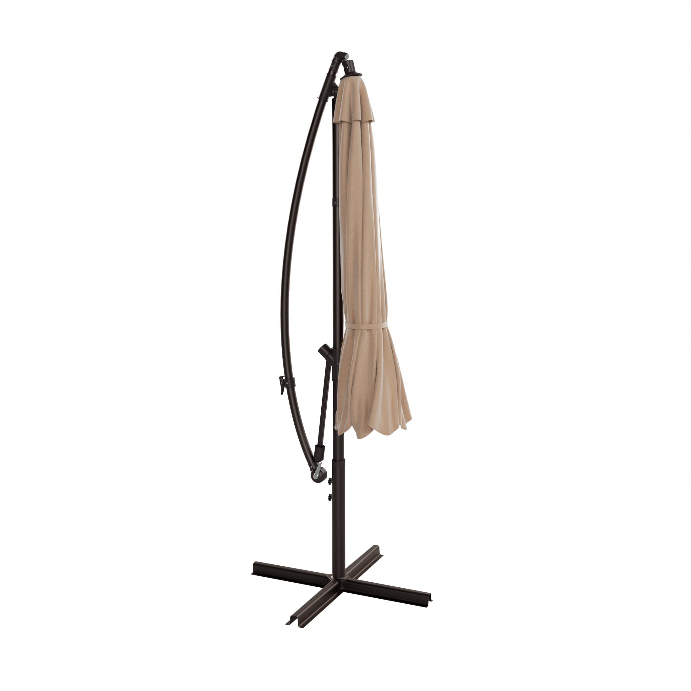 10ft Outdoor Patio Cantilever Umbrella with Stand - 2 Piece Hanging Shade Kit for Backyard, Poolside & Garden Relaxation | WO Home Furniture