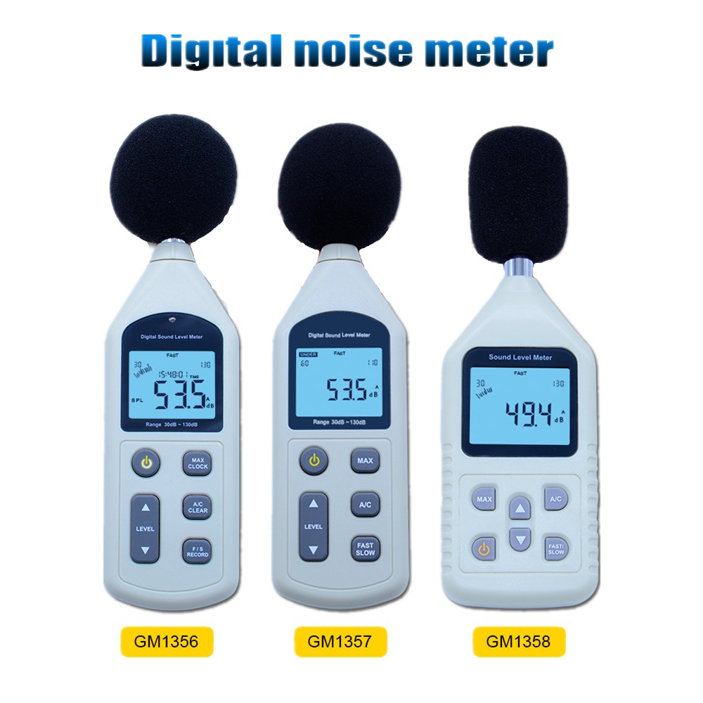 CGOLDENWALL Digital Sound Level Meter 30-130dB with LCD Display - Portable Noise Decibel Tester for Home, Office, Factory, School & Audio Equipment (GM1358) | Perfect for Workplace Safety, Environmental Monitoring & Sound System Calibration