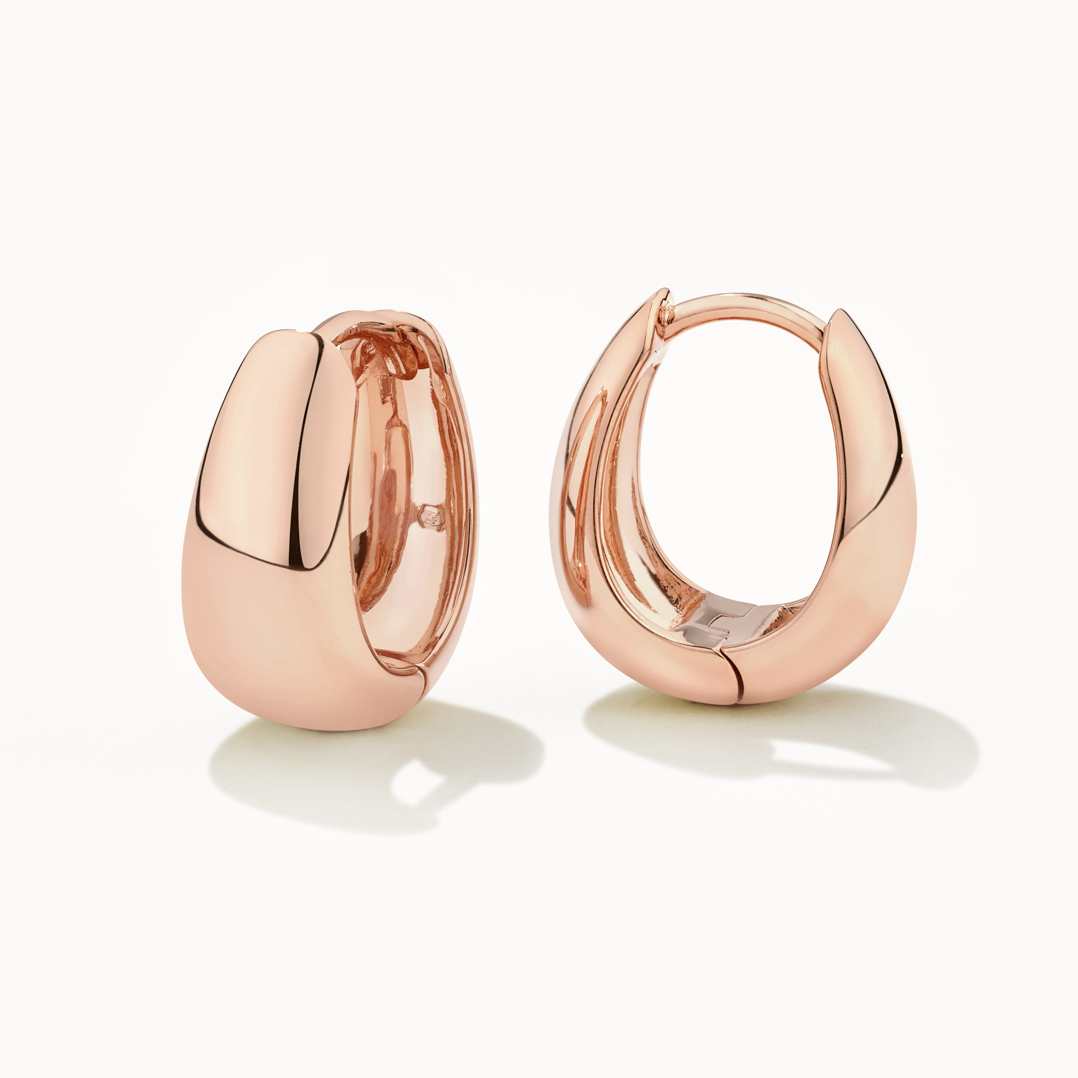 Rose Gold Dome Huggie Hoop Earrings for Women - Minimalist Huggie Hoops for Everyday Wear, Gift Giving & Special Occasions