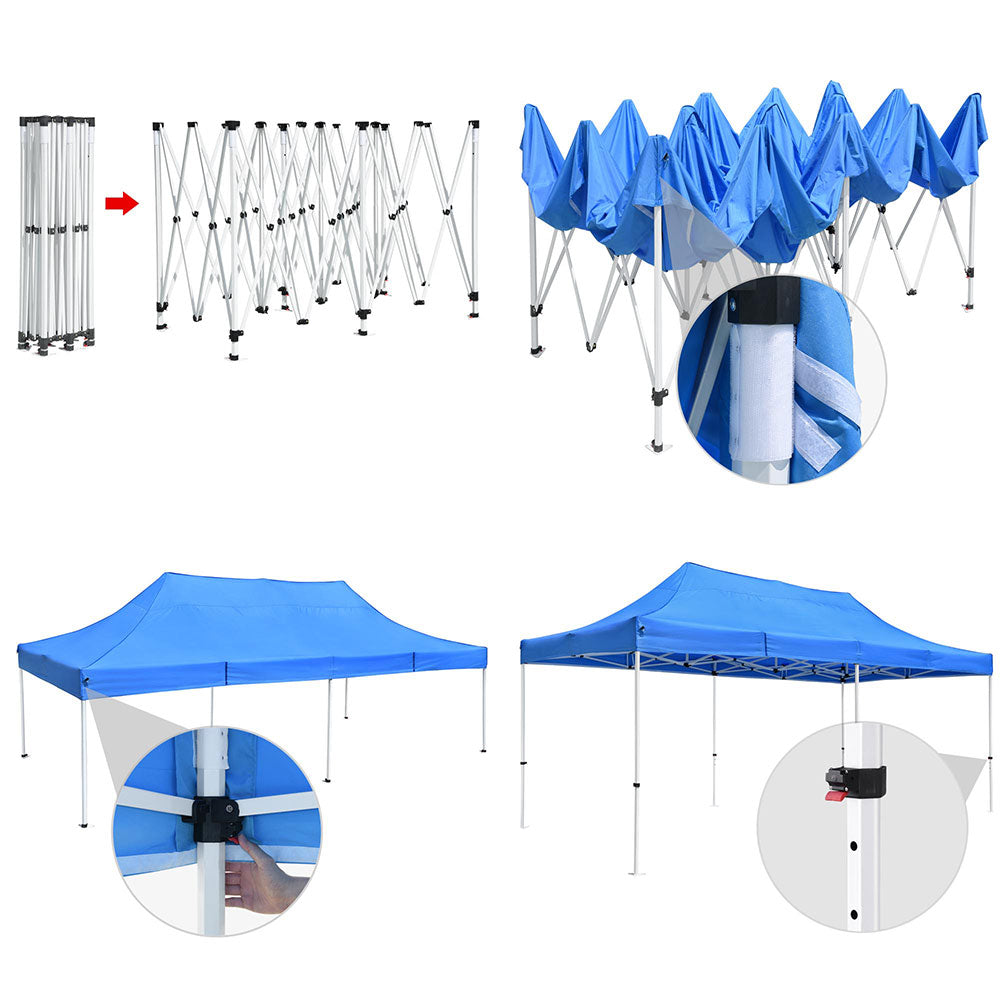 InstaHibit 10x20 Waterproof Commercial Pop Up Canopy Tent - CPAI 84 Certified Instant Shelter for Outdoor Events, Farmers Markets, and Beach Parties